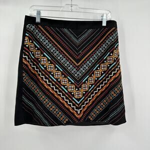 Perfectly Priscilla Womens Skirt Size L Embroidered Boho‎ Festival Aztec Folk